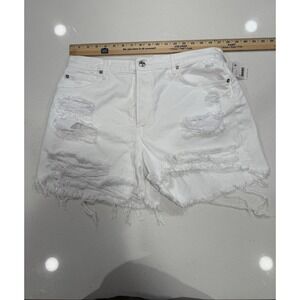 Free People Womens Optic White Maggie Mod Rise Distressed Cut Off Shorts Size 32